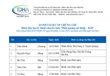 Danh sách cấp chứng chỉ khóa đào tạo kỹ thuật chuyên môn Điện quang can thiệp – K24